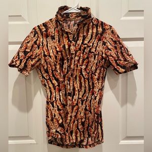 mens bacon patterned button down - S